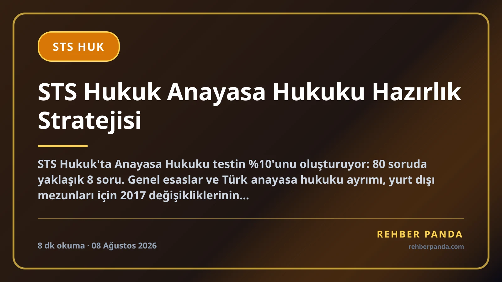 STS Hukuk Anayasa Hukuku Hazırlık Stratejisi