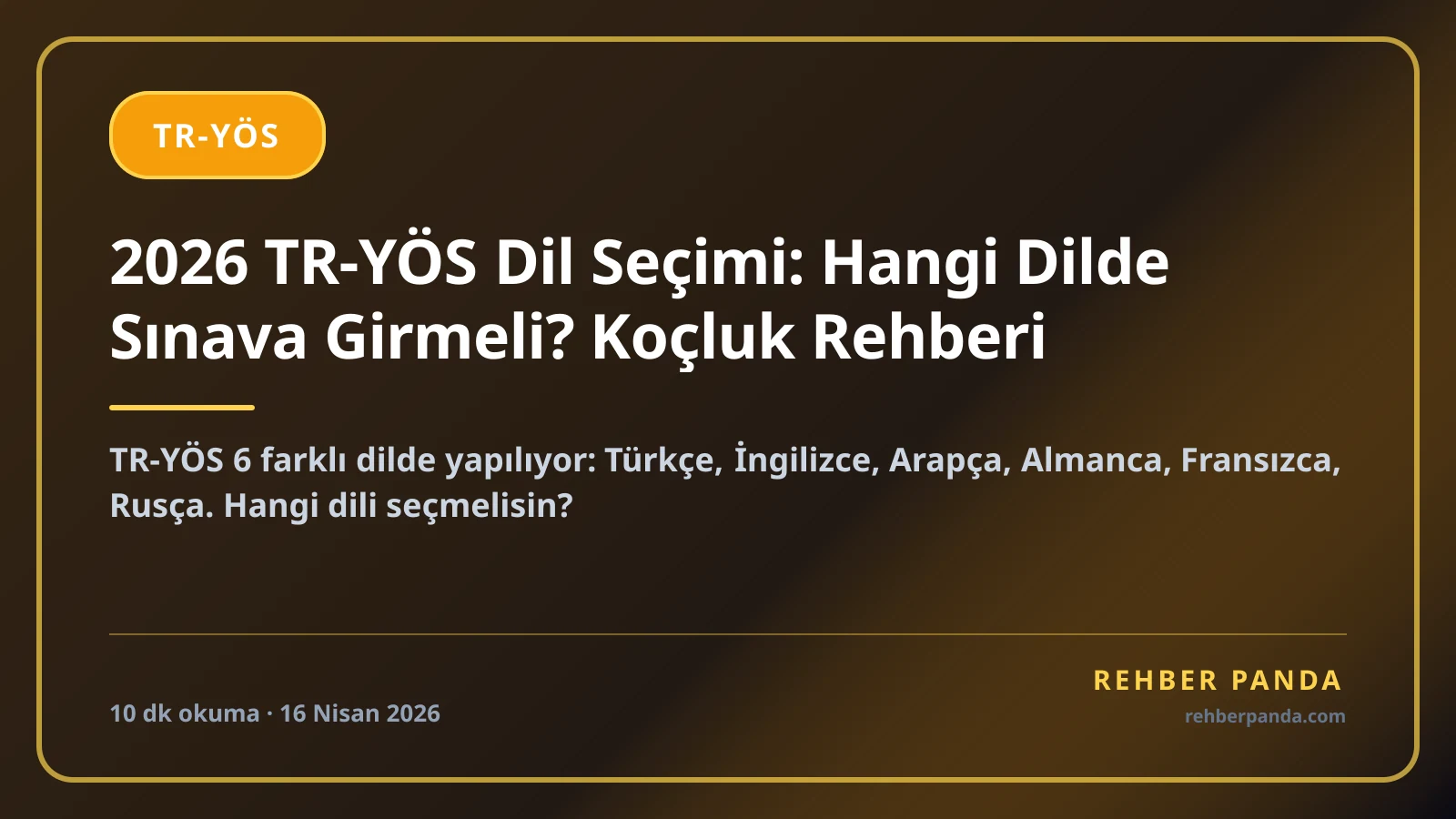 2026 TR-YÖS Dil Seçimi: Hangi Dilde Sınava Girmeli? Koçluk Rehberi