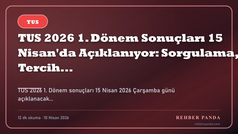 TUS 2026 1. Dönem Sonuçları Açıklandı: Sorgulama, Tercih ve Strateji Rehberi — Özet İnfografik
