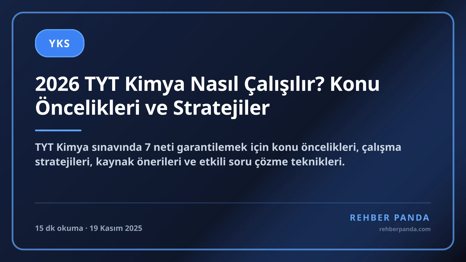 2026 TYT Kimya Nasıl Çalışılır? Konu Öncelikleri ve Stratejiler