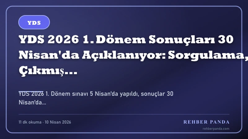 YDS 2026 1. Dönem Sonuçları 30 Nisan'da Açıklanıyor: Sorgulama, Çıkmış Sorular ve Sonraki Adımlar — Özet İnfografik