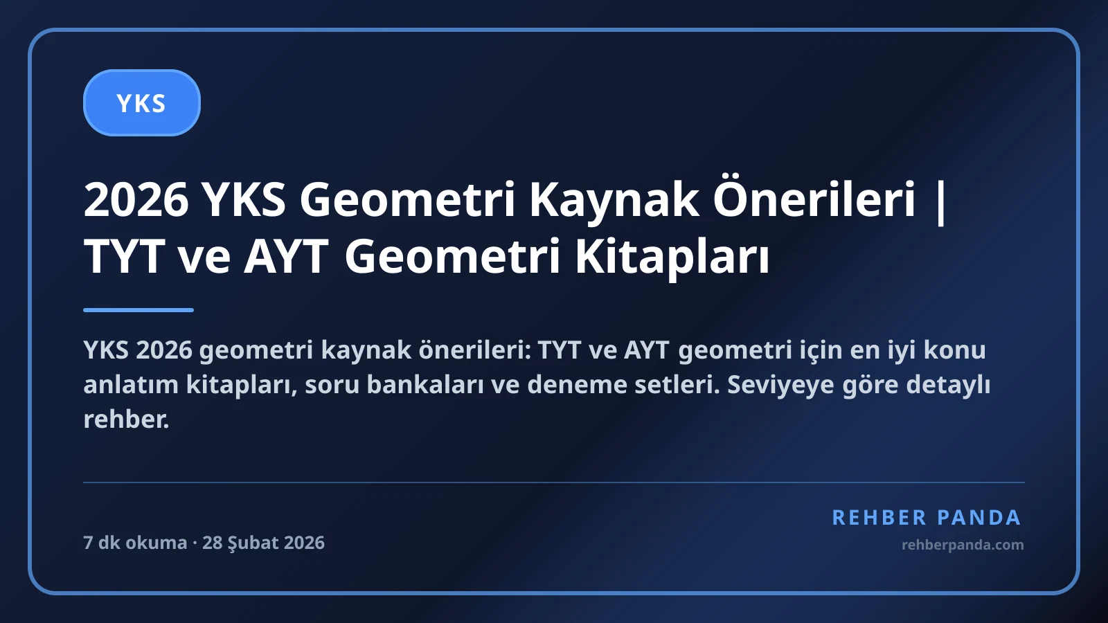 2026 YKS Geometri Kaynak Önerileri | TYT ve AYT Geometri Kitapları