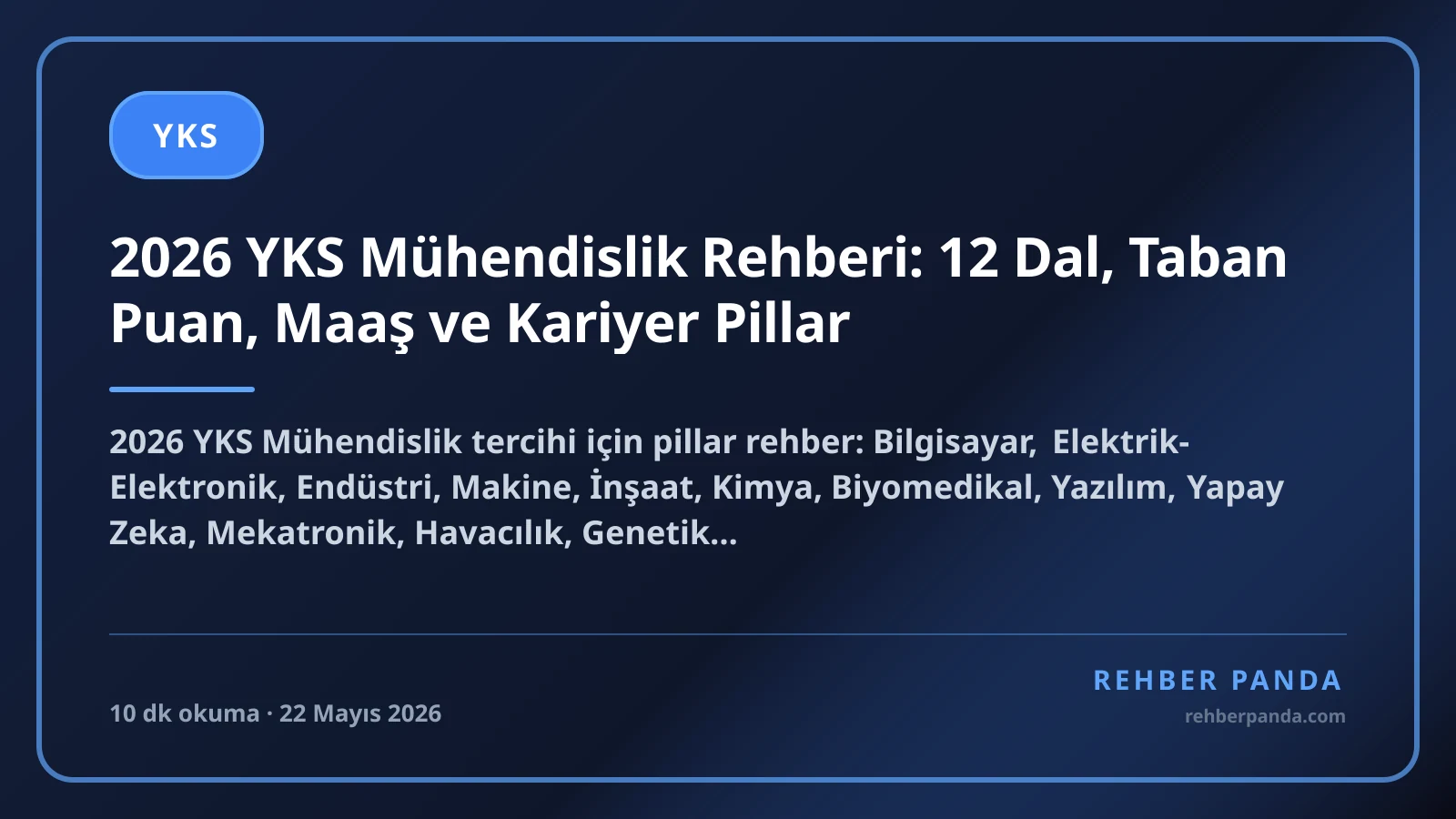 2026 YKS Mühendislik Rehberi: 12 Dal, Taban Puan, Maaş ve Kariyer Pillar