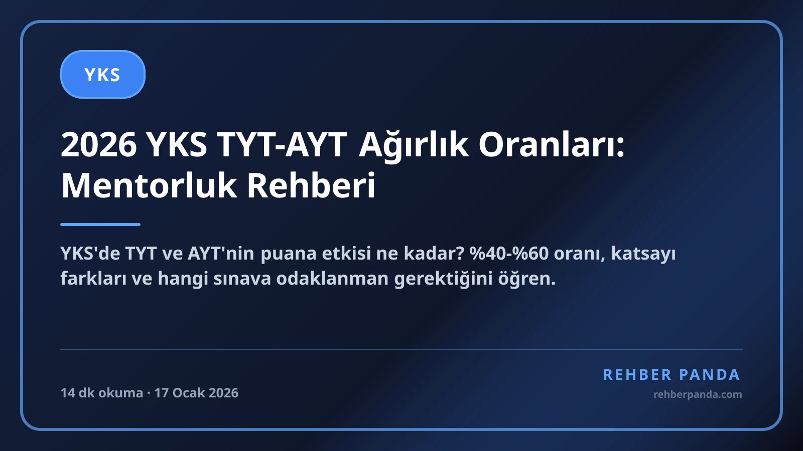 2026 YKS TYT-AYT Ağırlık Oranları: Mentorluk Rehberi
