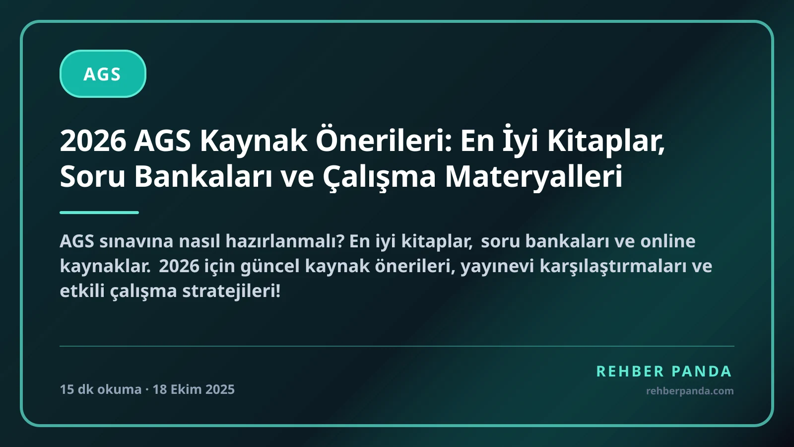 2026 AGS Kaynak Önerileri: En İyi Kitaplar, Soru Bankaları ve Çalışma Materyalleri