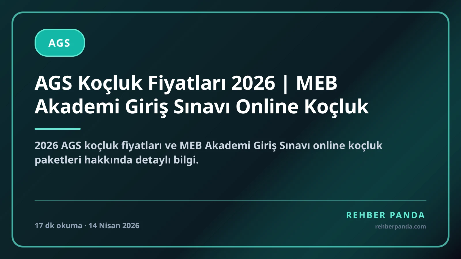 AGS Koçluk Fiyatları 2026 | MEB Akademi Giriş Sınavı Online Koçluk