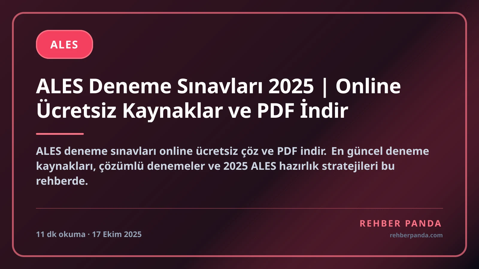 ALES Deneme Sınavları 2025 | Online Ücretsiz Kaynaklar ve PDF İndir