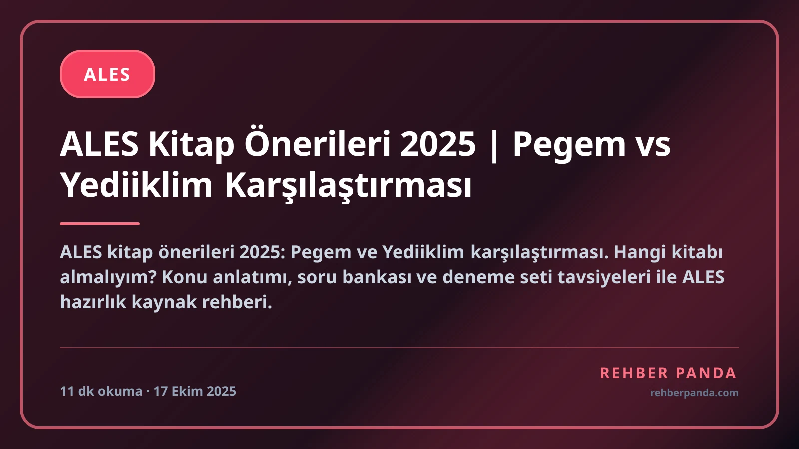ALES Kitap Önerileri 2025 | Pegem vs Yediiklim Karşılaştırması
