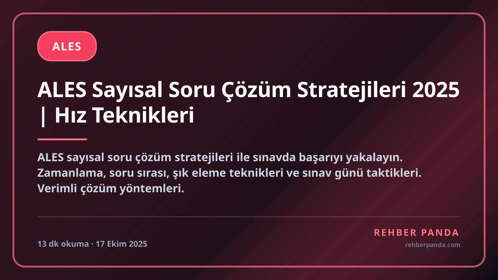 ALES Sayısal Soru Çözüm Stratejileri 2025 | Hız Teknikleri