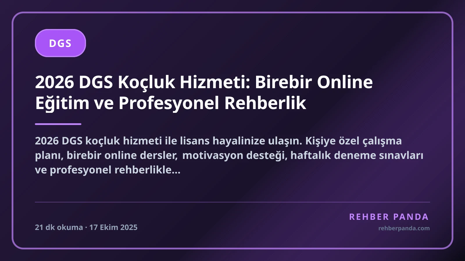 2026 DGS Koçluk Hizmeti: Birebir Online Eğitim ve Profesyonel Rehberlik