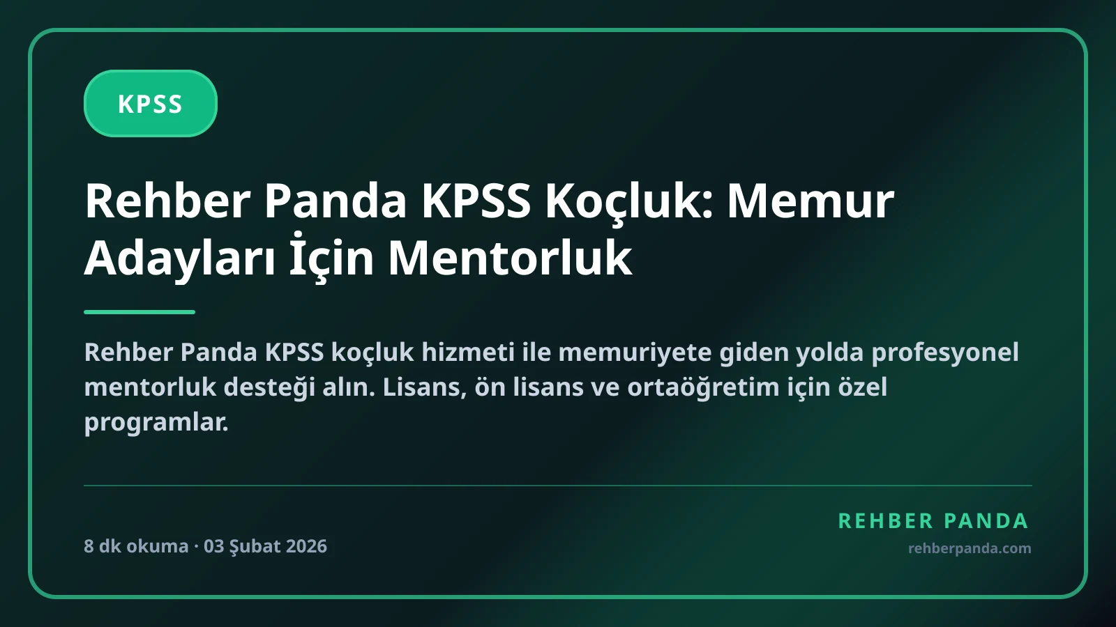 Rehber Panda KPSS Koçluk: Memur Adayları İçin Mentorluk