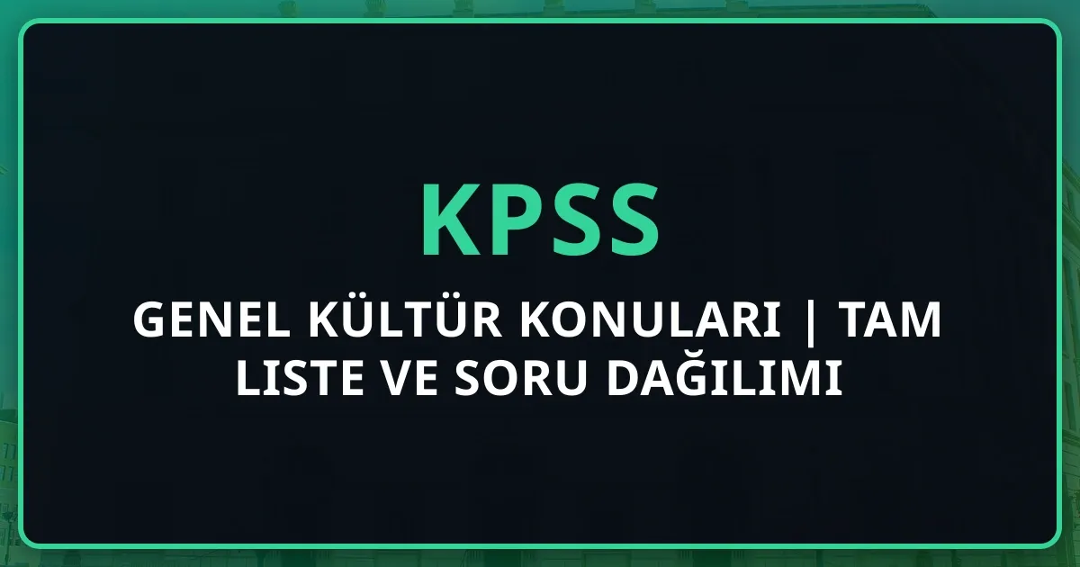 KPSS Genel Kültür Konuları 2025 | Tam Liste ve Soru Dağılımı