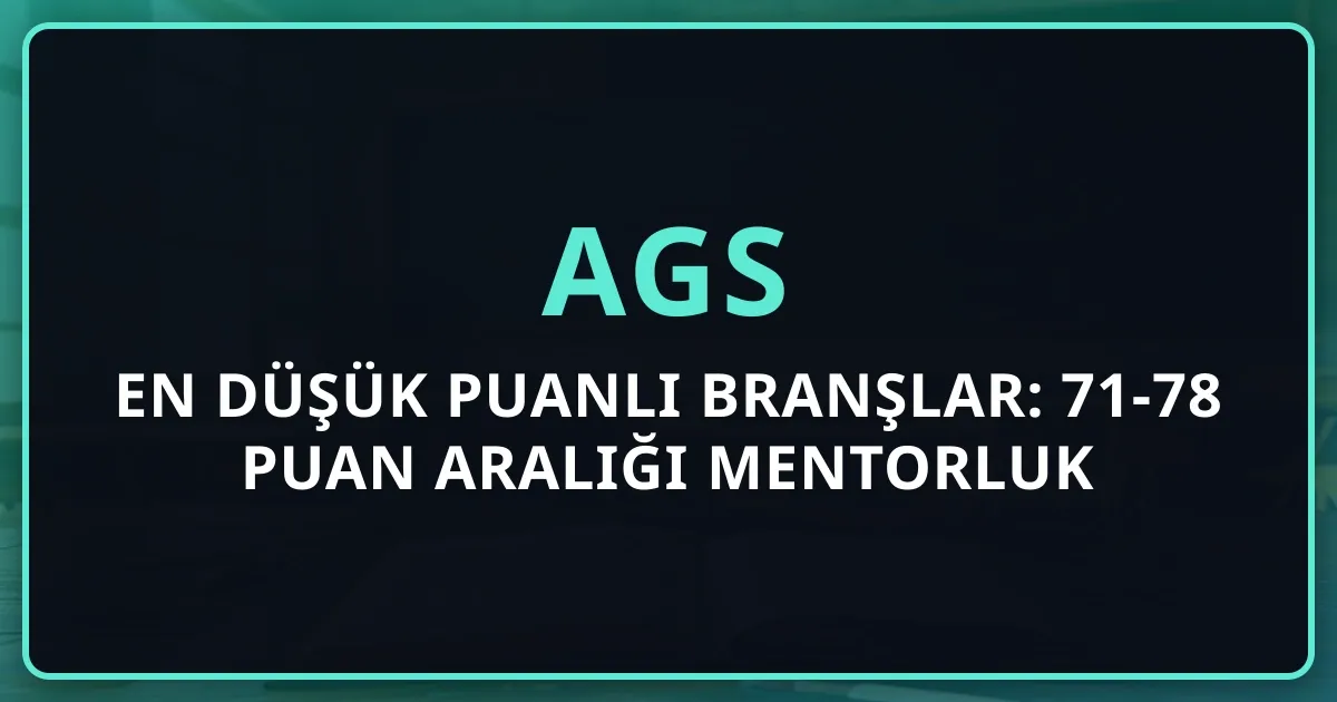 2026 AGS En Düşük Puanlı Branşlar: 71-78 Puan Aralığı Mentorluk Fırsat Analizi