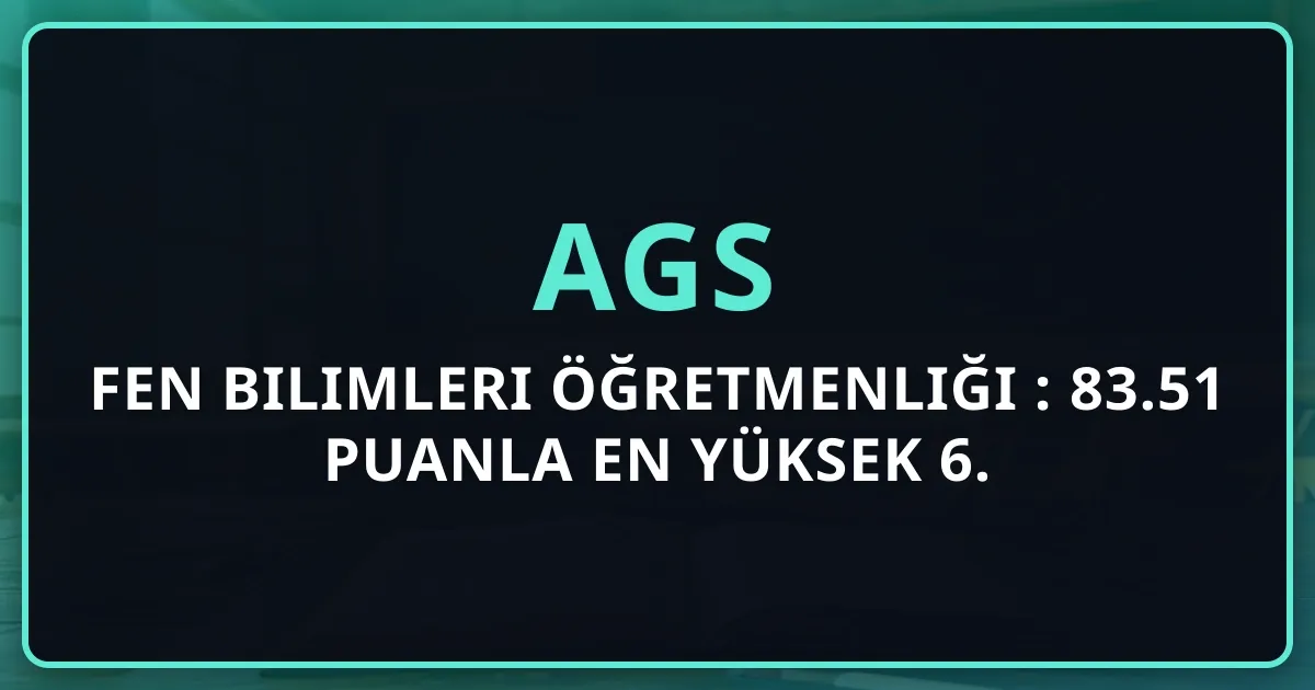 Fen Bilimleri Öğretmenliği AGS 2026: 83.51 Puanla En Yüksek 6. Branş