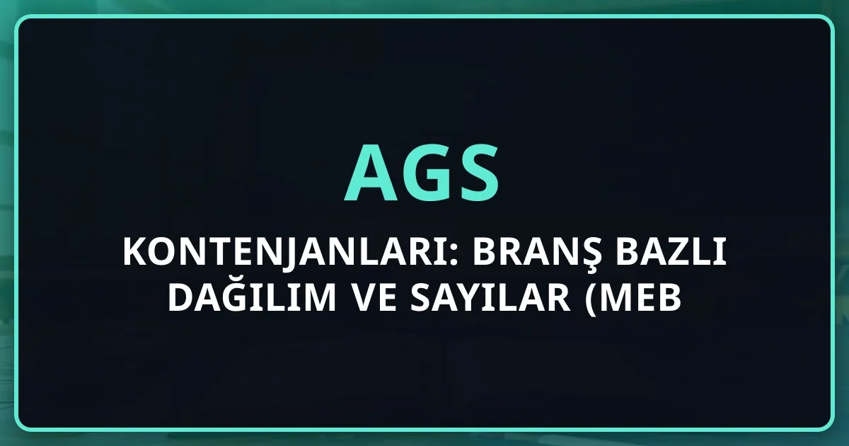 AGS 2026 Kontenjanları: Branş Bazlı Dağılım ve Sayılar (MEB Açıklaması)