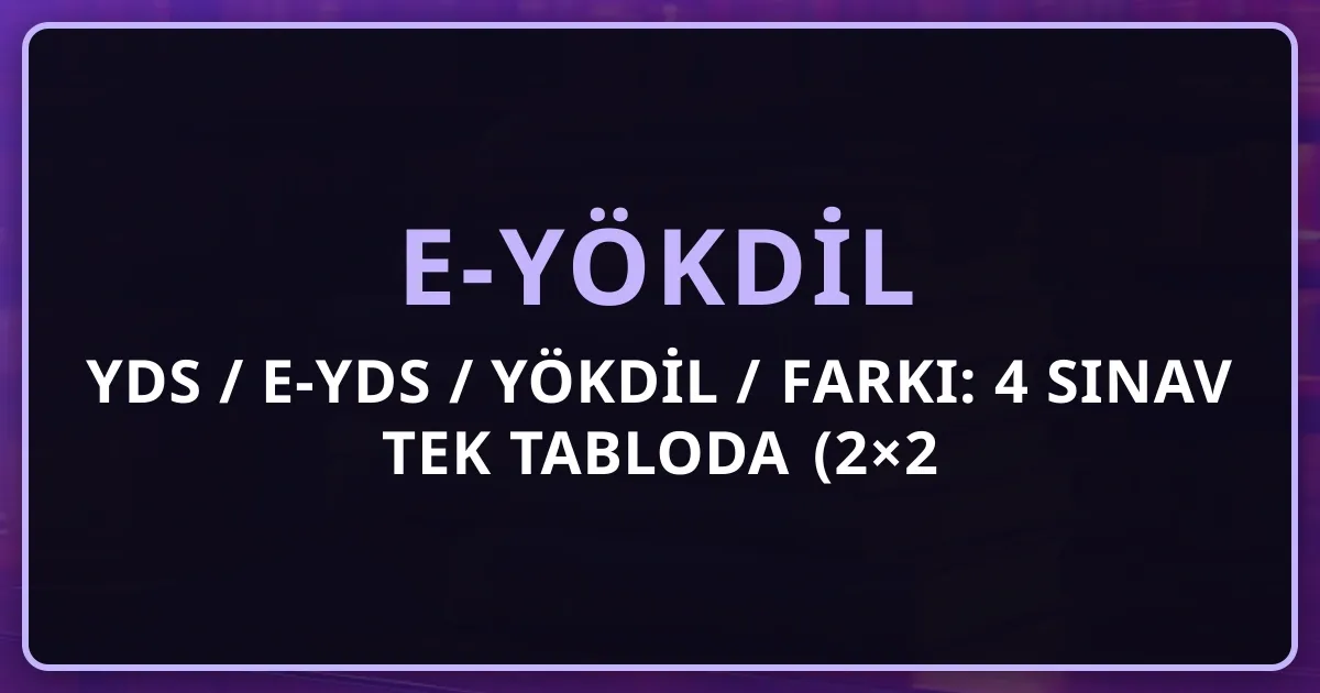 YDS / e-YDS / YÖKDİL / e-YÖKDİL Farkı: 4 Sınav Tek Tabloda (2×2 Matris)