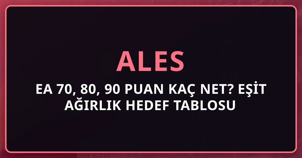 2026 ALES EA 70, 80, 90 Puan Kaç Net? Eşit Ağırlık Hedef Tablosu