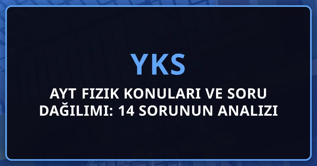 2026 AYT Fizik Konuları ve Soru Dağılımı: 14 Sorunun Detaylı Analizi