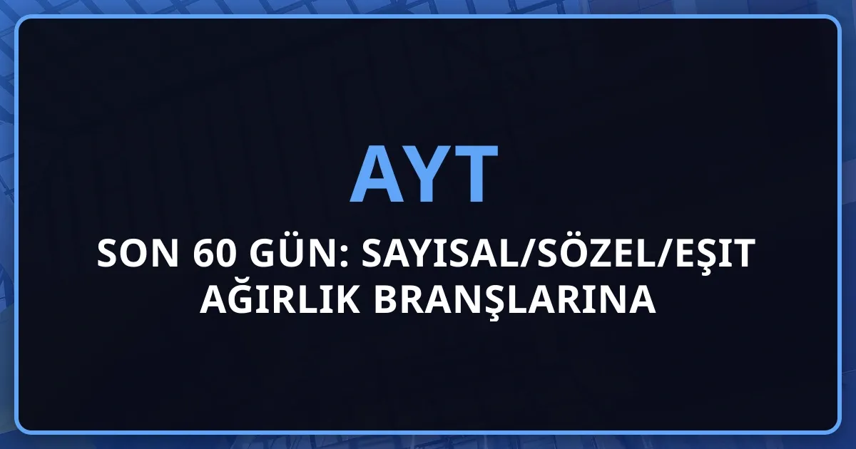 AYT 2026 Son 60 Gün: Sayısal/Sözel/Eşit Ağırlık Branşlarına Göre Hazırlık Programı