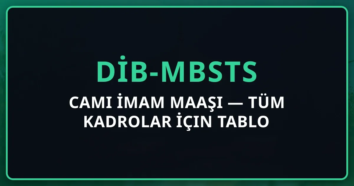 Cami İmam Maaşı 2026 — Tüm Kadrolar İçin Detaylı Tablo