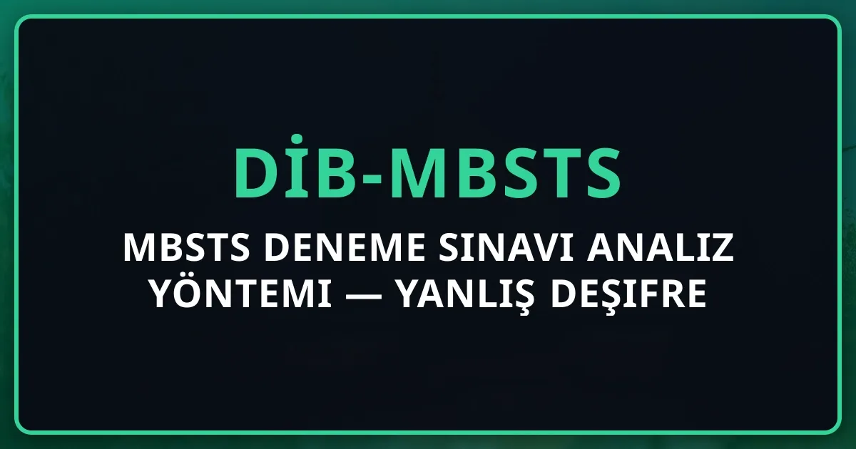 MBSTS Deneme Sınavı Analiz Yöntemi 2026 — Yanlış Deşifre