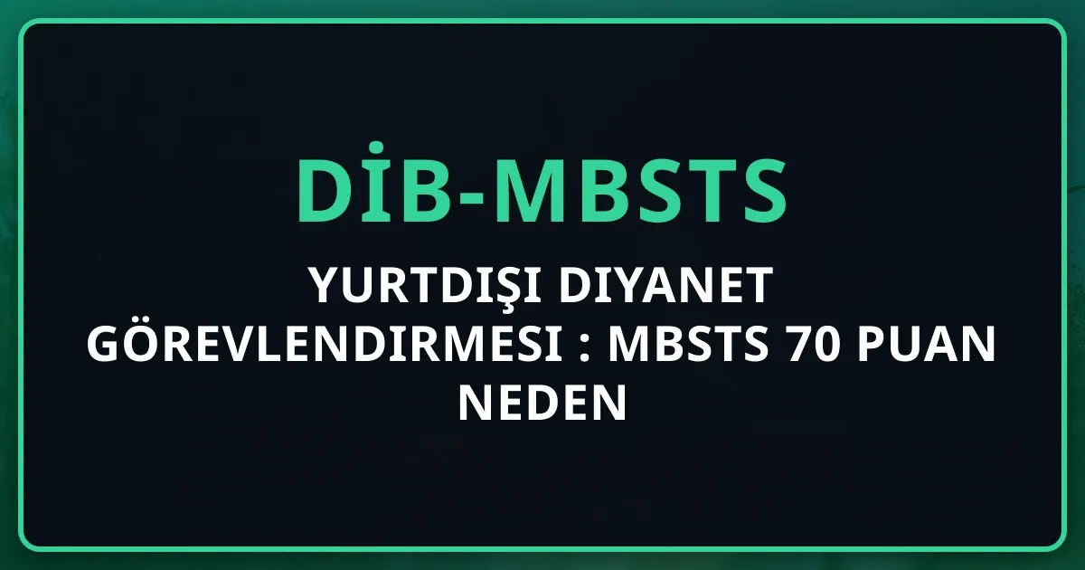 Yurtdışı Diyanet Görevlendirmesi 2026: MBSTS 70 Puan Neden Gerekli?