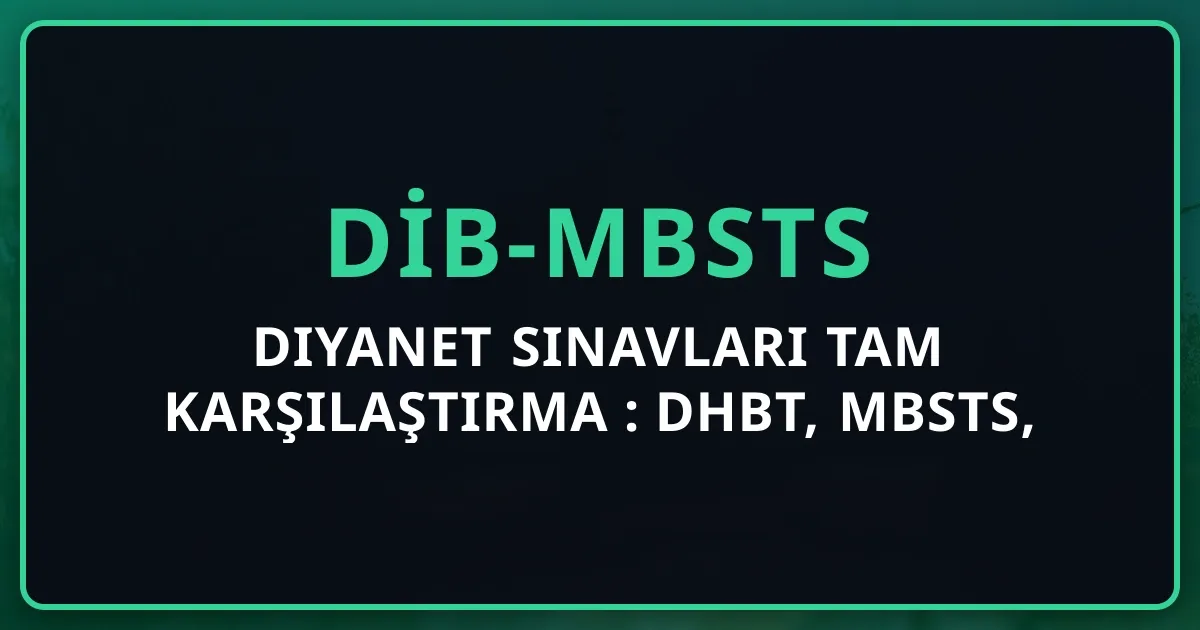 Diyanet Sınavları Tam Karşılaştırma 2026: DHBT, MBSTS, Yeterlik, Görevde Yükselme, Hafızlık