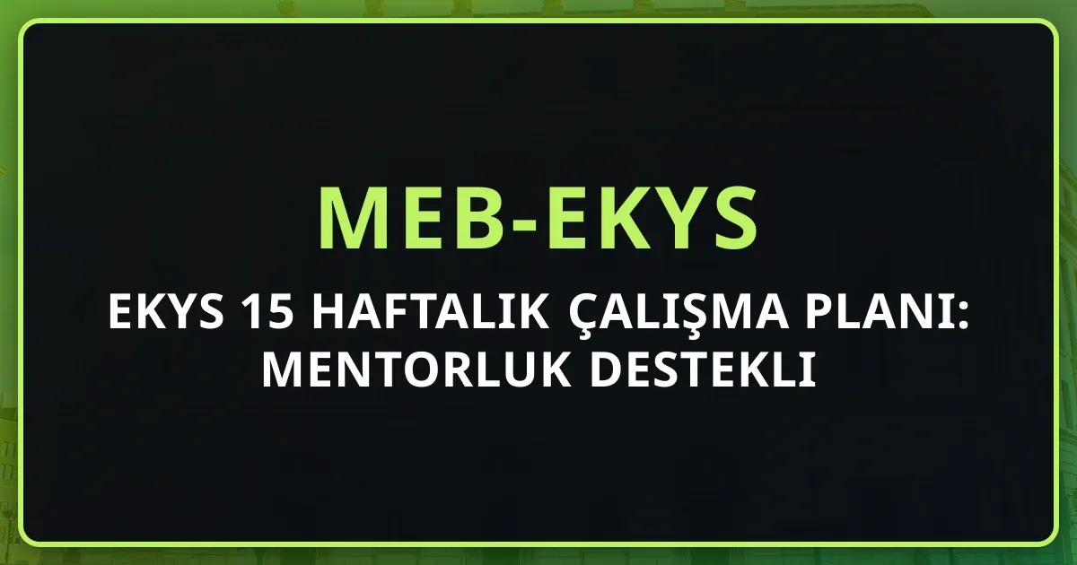 EKYS 15 Haftalık Çalışma Planı: Mentorluk Destekli Detaylı Program