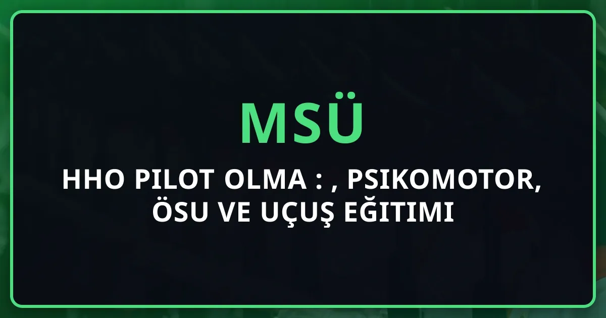 HHO Pilot Olma Rehberi 2026: MSÜ, Psikomotor, ÖSU ve Uçuş Eğitimi Süreci