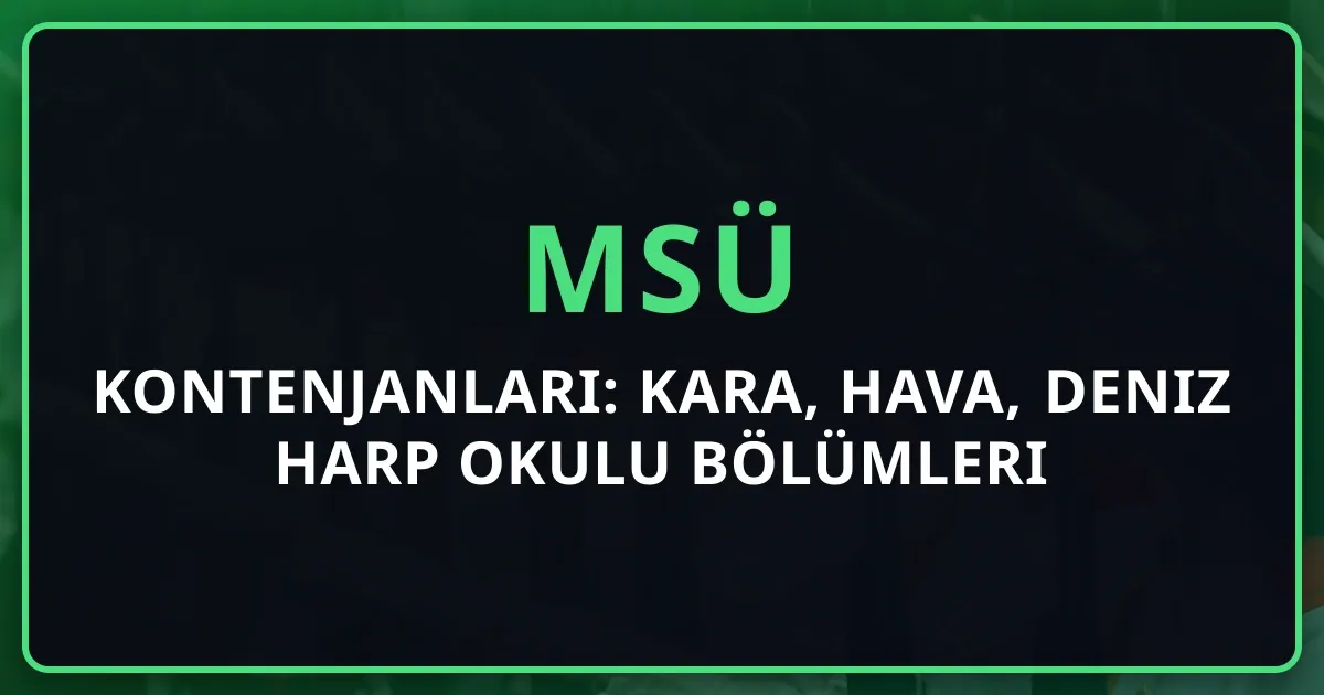 MSÜ 2026 Kontenjanları: Kara, Hava, Deniz Harp Okulu Bölümleri