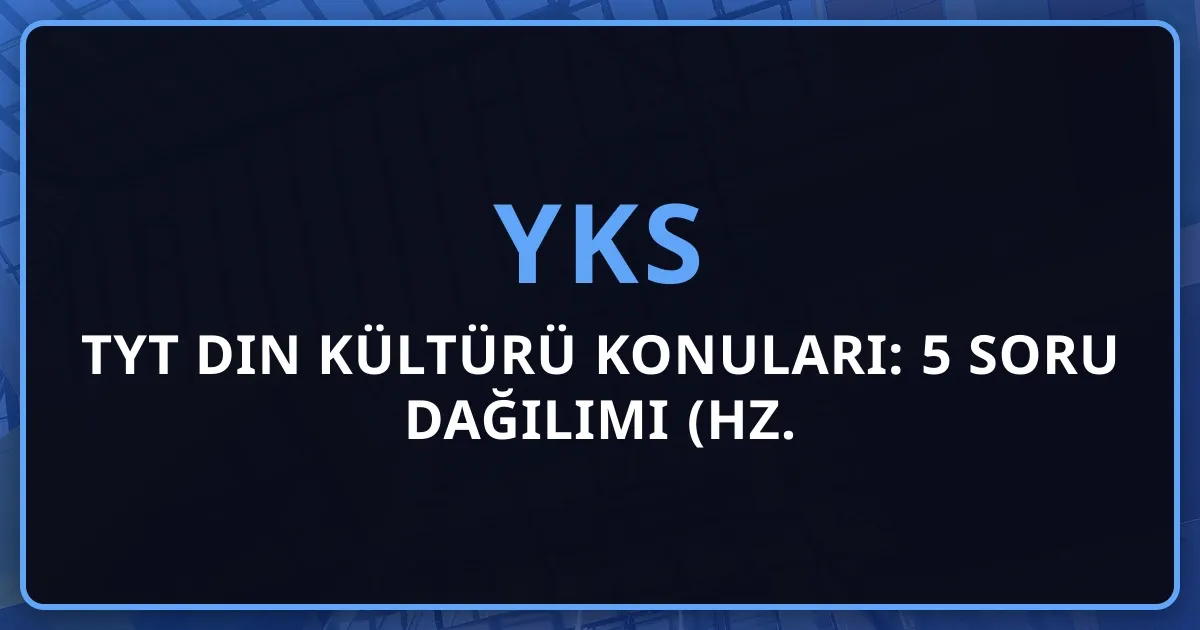 2026 TYT Din Kültürü Konuları: 5 Soru Dağılımı (Hz. Muhammed, İman Esasları, İslam Ahlakı Rehber)