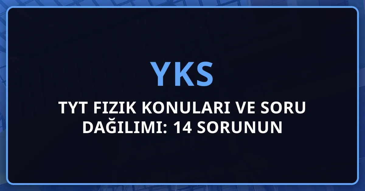 2026 TYT Fizik Konuları ve Soru Dağılımı: 14 Sorunun Detaylı Analizi, Formüller ve Başarı Stratejileri