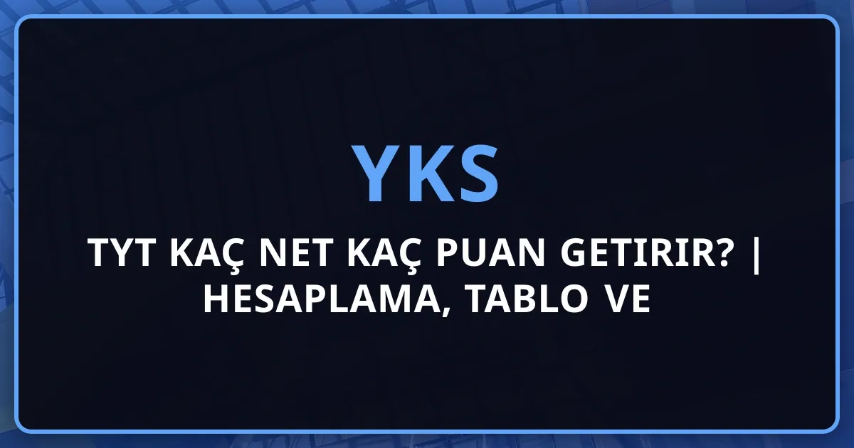 2026 TYT Kaç Net Kaç Puan Getirir? | Hesaplama, Tablo ve Örnekler