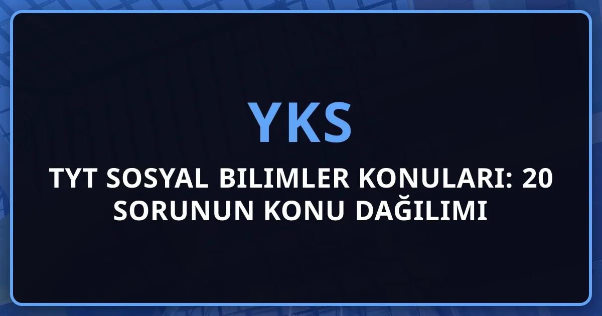 2026 TYT Sosyal Bilimler Konuları: 20 Sorunun Detaylı Konu Dağılımı
