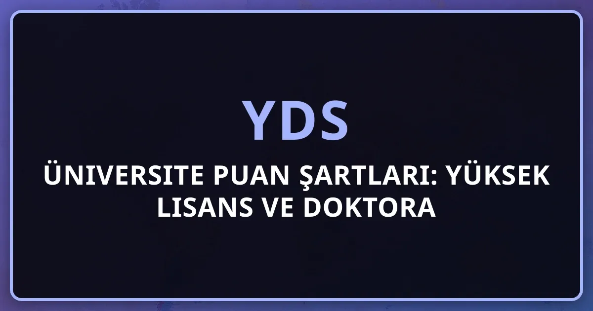 2026 Üniversite YDS Puan Şartları: Yüksek Lisans ve Doktora
