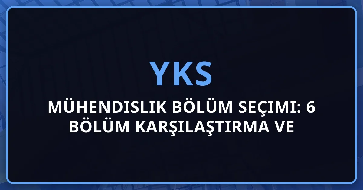 2026 Mühendislik Bölüm Seçimi: 6 Bölüm Karşılaştırma ve Koçluk Rehberi