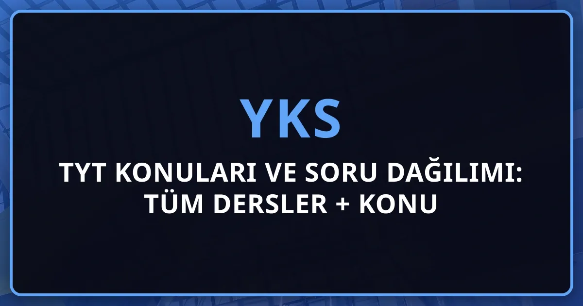 2026 TYT Konuları ve Soru Dağılımı: Tüm Dersler + Konu Listesi