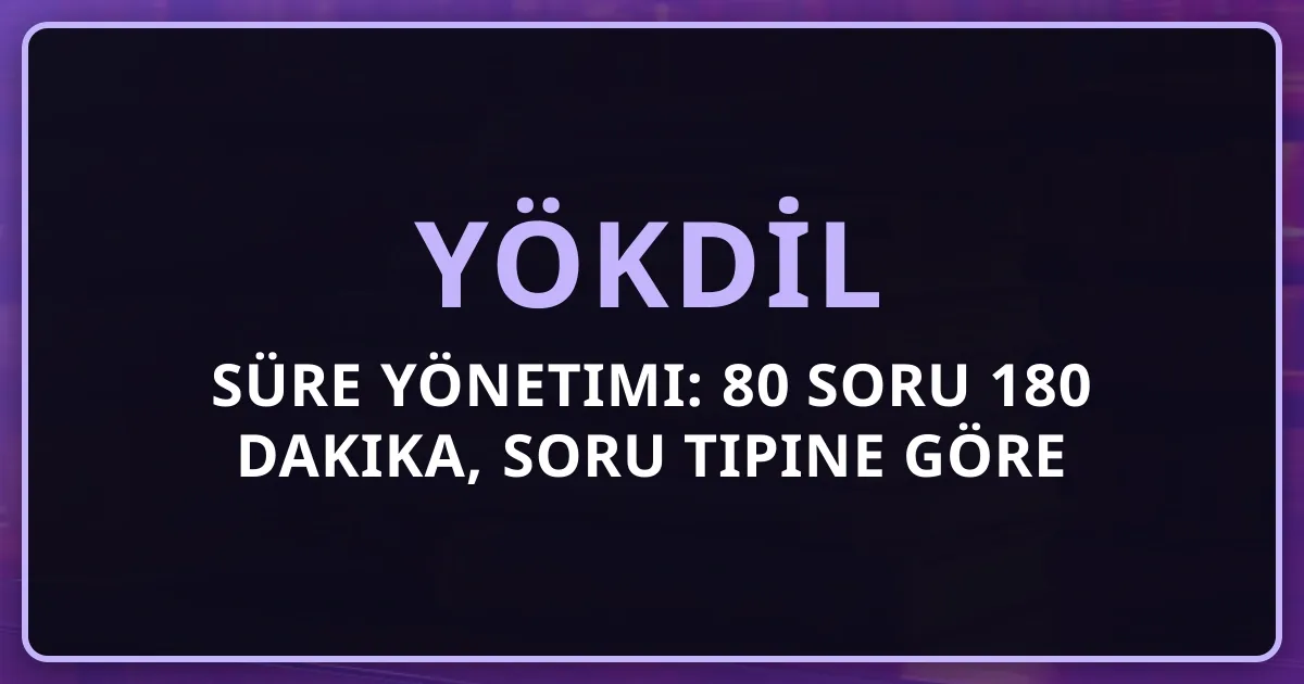 YÖKDİL Süre Yönetimi: 80 Soru 180 Dakika, Soru Tipine Göre Zaman Dağılımı
