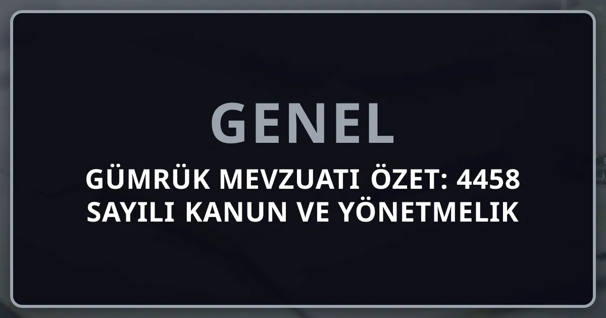 Gümrük Mevzuatı Özet: 4458 Sayılı Kanun ve Yönetmelik